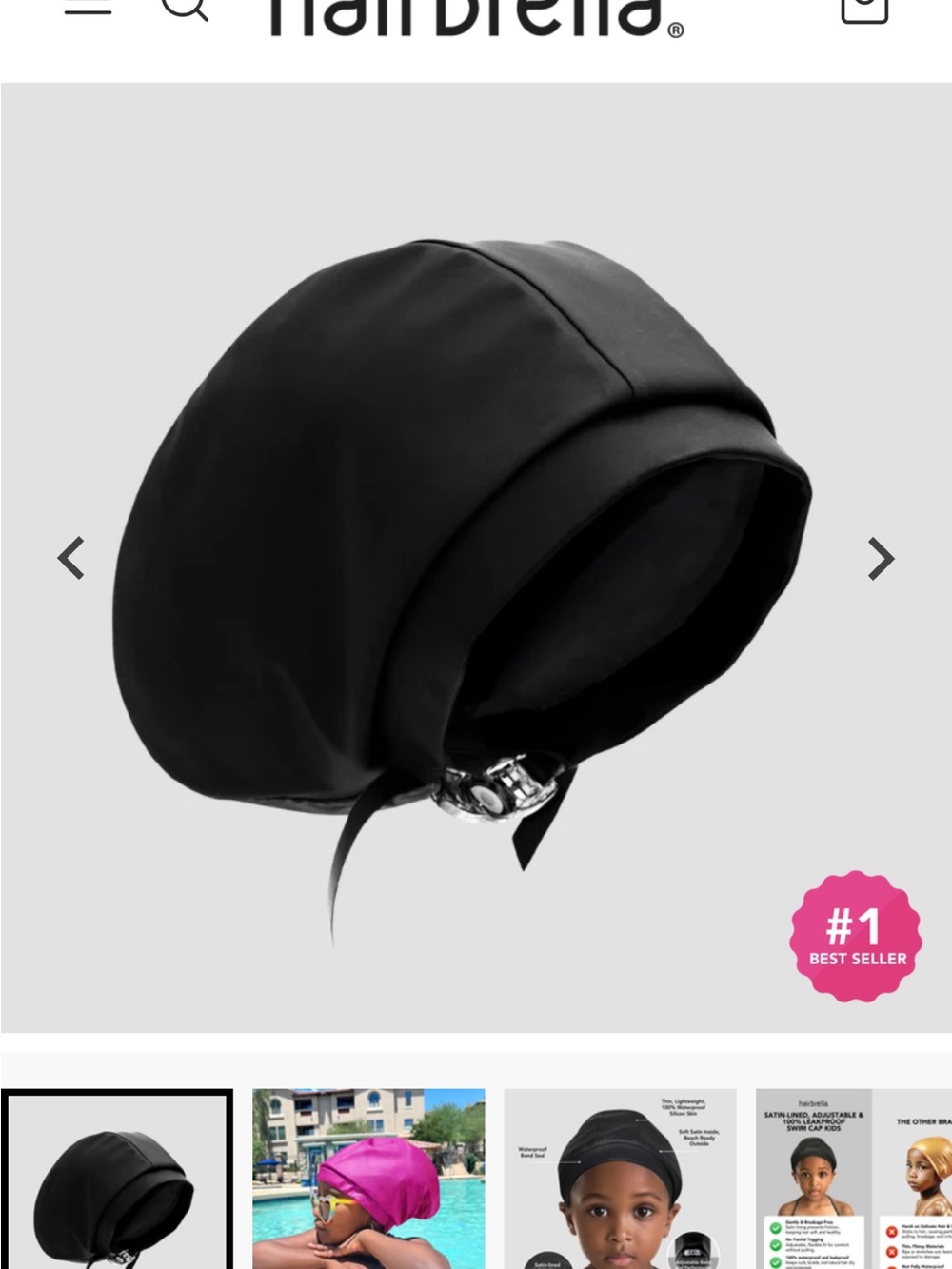 Hairballs Kids Black Swim Cap with